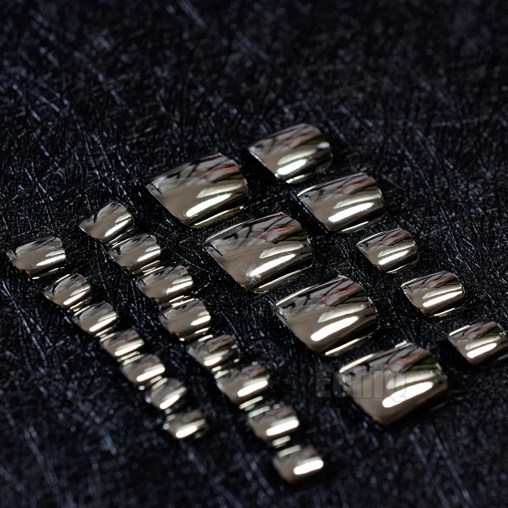 Темное серебро пальцы ногтей зеркало серого и серебряного цветов накладные ногти для ног блестящие 24 шт. женские Маникюрные Типсы