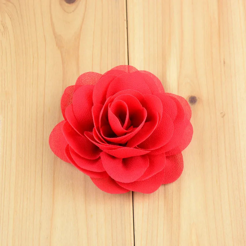 Зажим для волос из ткани ручной работы с цветами и красной розой