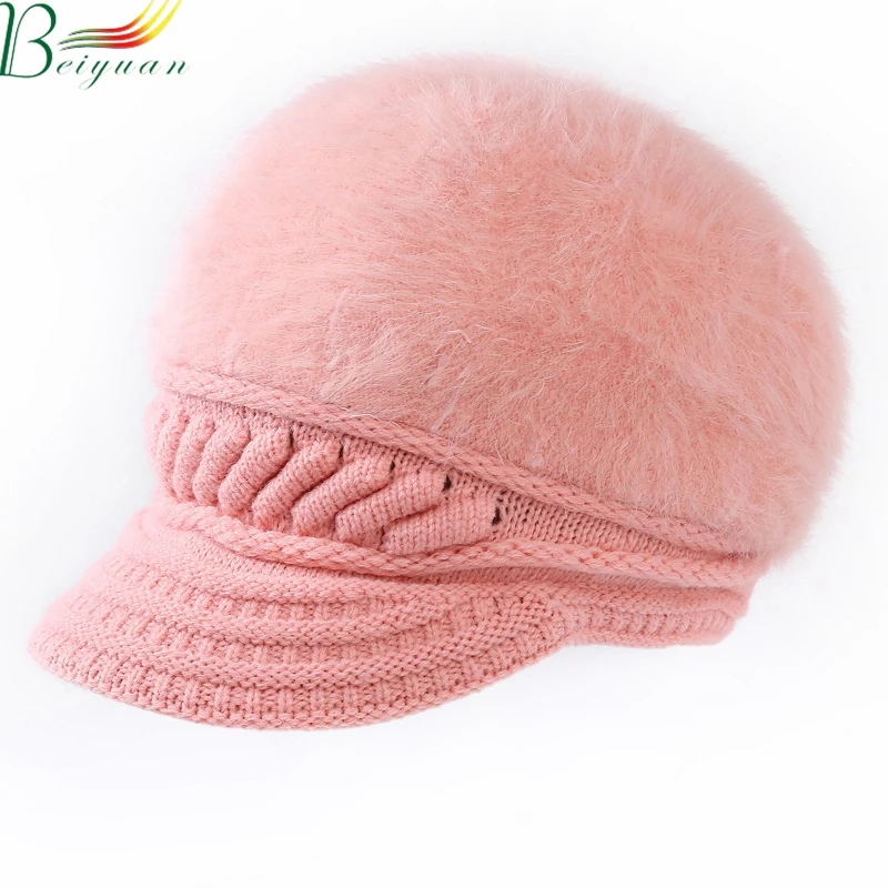 Новая милая и стильная зимняя шапка, теплая вязаная шапка, женская зимняя шапка