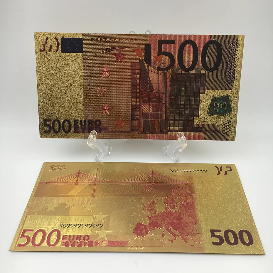 防水塑料 500 欧元钞票 24k 金箔账单为婚礼返回纪念品钱