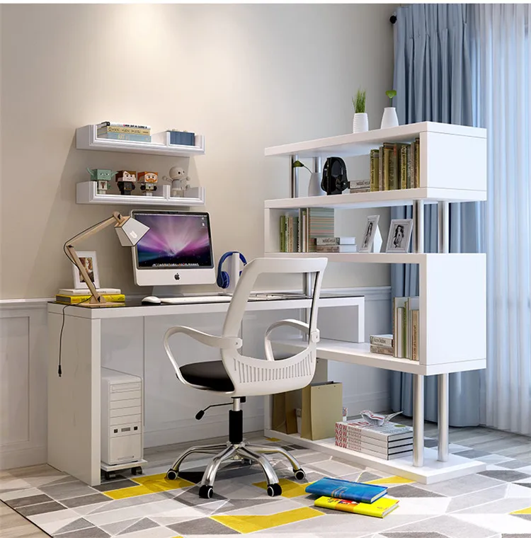 S Shaped Rotating Computer Desk Desktop Home Custom Simple Desk Frame Combination Corner Desk With Cabinet