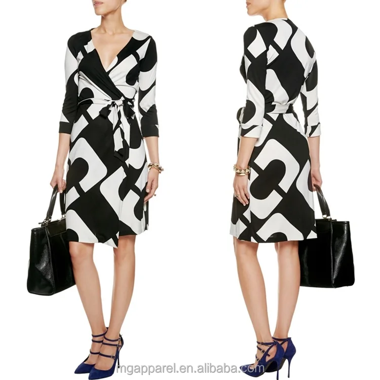 long sleeve jersey wrap dress