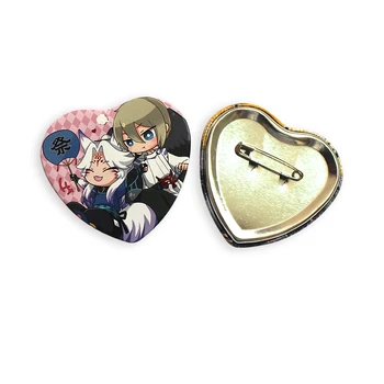 China Cheap Heart Shape Tin Badge Button For Advertising