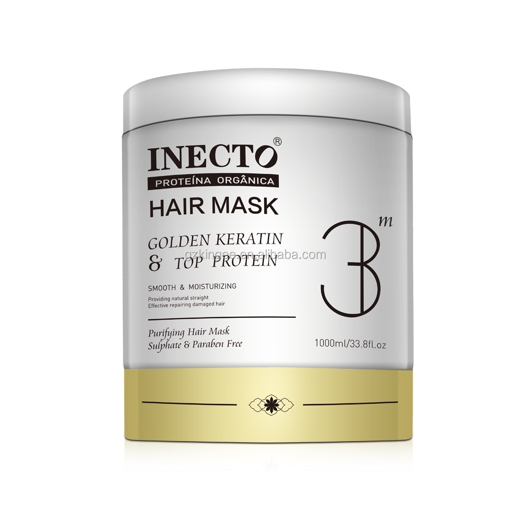 INECTO Hair Mask Natural Organic Argan Oil Olive Oil Fast Repair with Rich Keratin Collagen Protein Anti Hair Loss1000ML