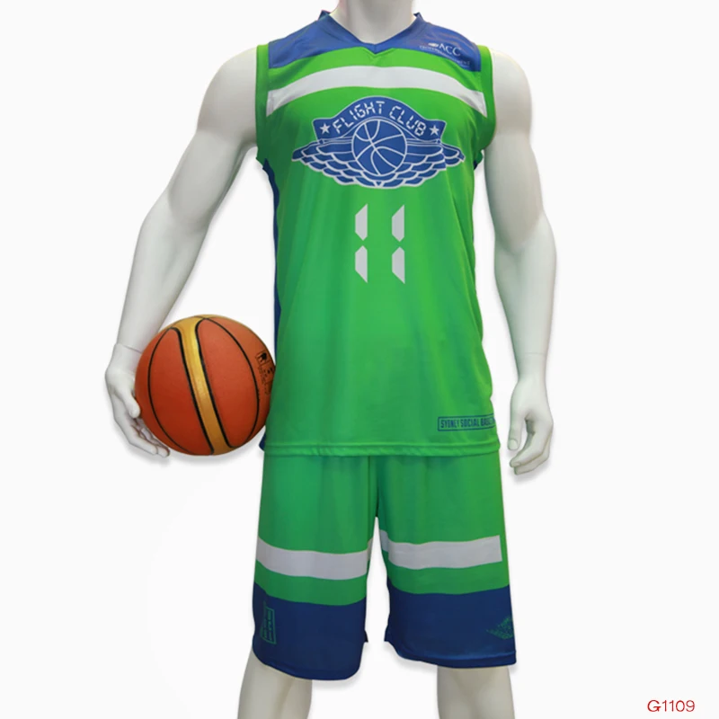 basketball uniform design color green china factory sublimation