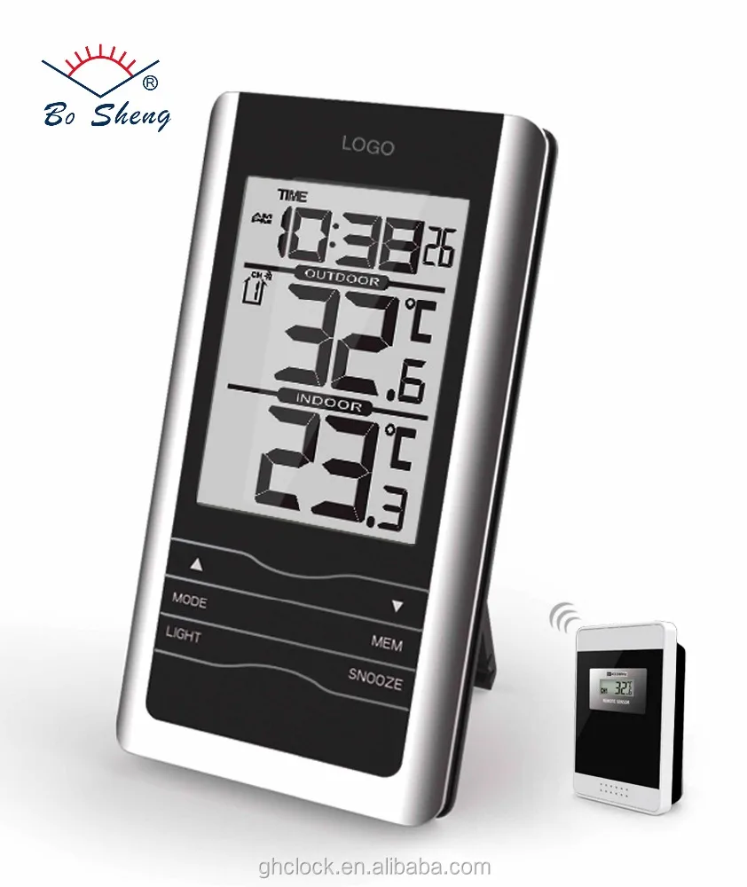 Wireless Digital Electronic Thermometer with LED Backlight 433mhz for Indoor & Outdoor Use for Office & Living Room