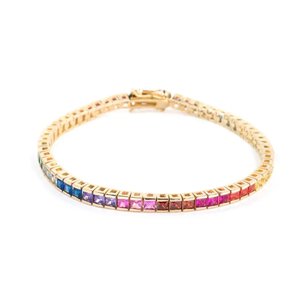 Bead Bracelet Teen Bracelet 3mm 7 inchesg by Gemswholesale Rainbow Bracelet CZ Bracelet Colorful Bracelet CZ Jewelry Stack Bracelet Cubic Zirconia Bracelet 
