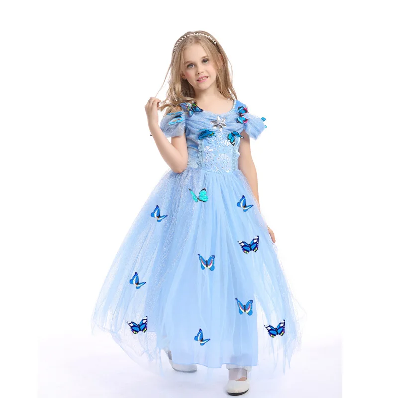 Girls Princess Dress Costume Elsa Anna Cinderella Kids Cosplay Party Dress Up