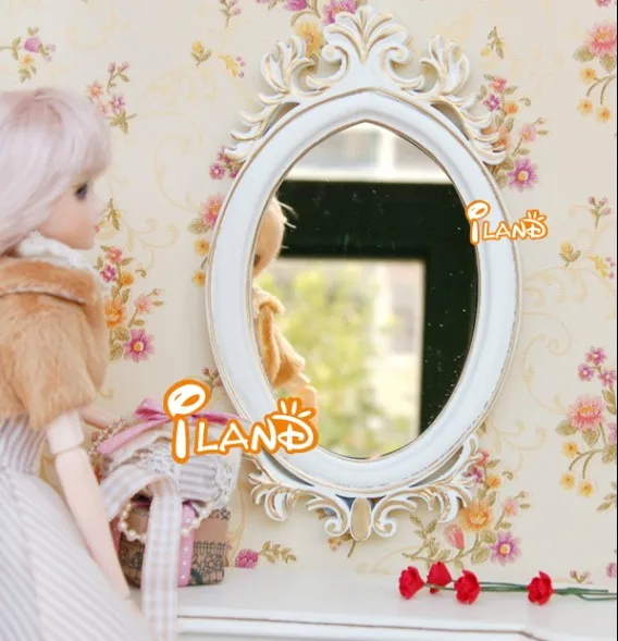 Iland миниатюры масштаб 1/6 кукольная мебель овальное зеркало с декоративной гравировкой рамка SB005