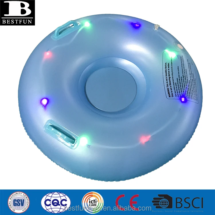 Thick PVC LED Inflatable River Lounger - Lighted Pool Float Lounge Chair with Durable Plastic Raft for Water Swimming