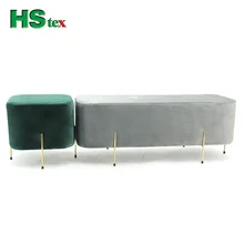 HStex Living Room Fabric Ottoman with Gold Stainless Steel Ottoman Pouf