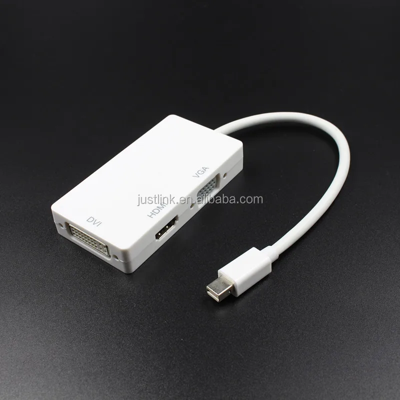 Thunderbolt Mini 3 in 1 Display Port MINI DP Male to HDMI DVI VGA Female Adapter Converter Cable for Apple MacBook Air Pro MDP