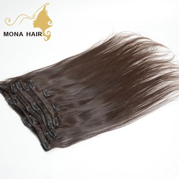 Best quality human hair extention clip in straight hair extension unprocessed virgin peruvian clip in hair