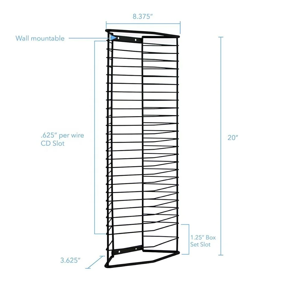 Metal Corner Stackable CD Display Stand DVD Storage Rack for Music