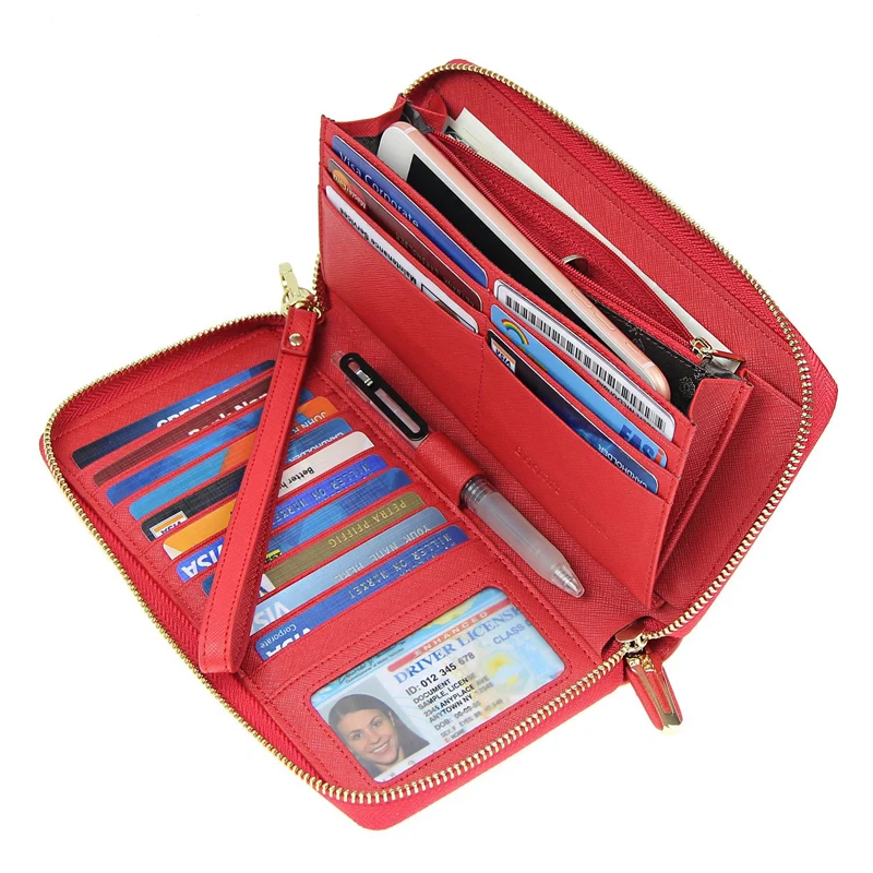 PU Leather Long Wallets for Women Credit Card Holder Zipper Clutch