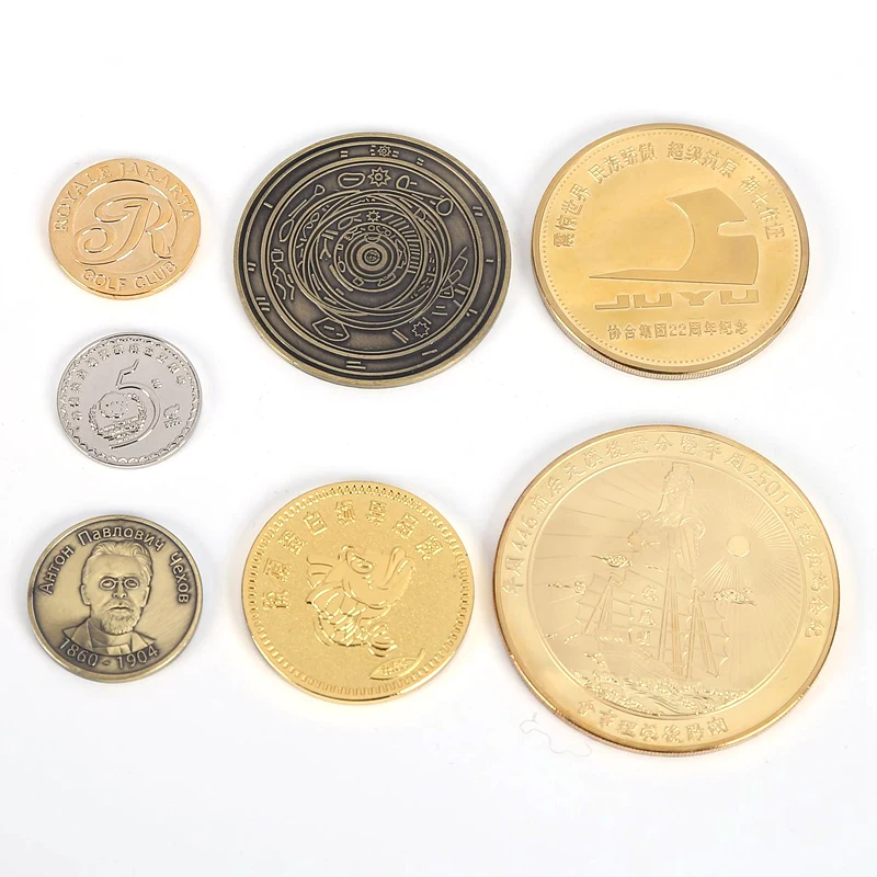China Factory Metal Crafts Making Cheap Price High Quality Coins Custom Souvenir Company Logo Shiny Gold Metal Game Token Coin