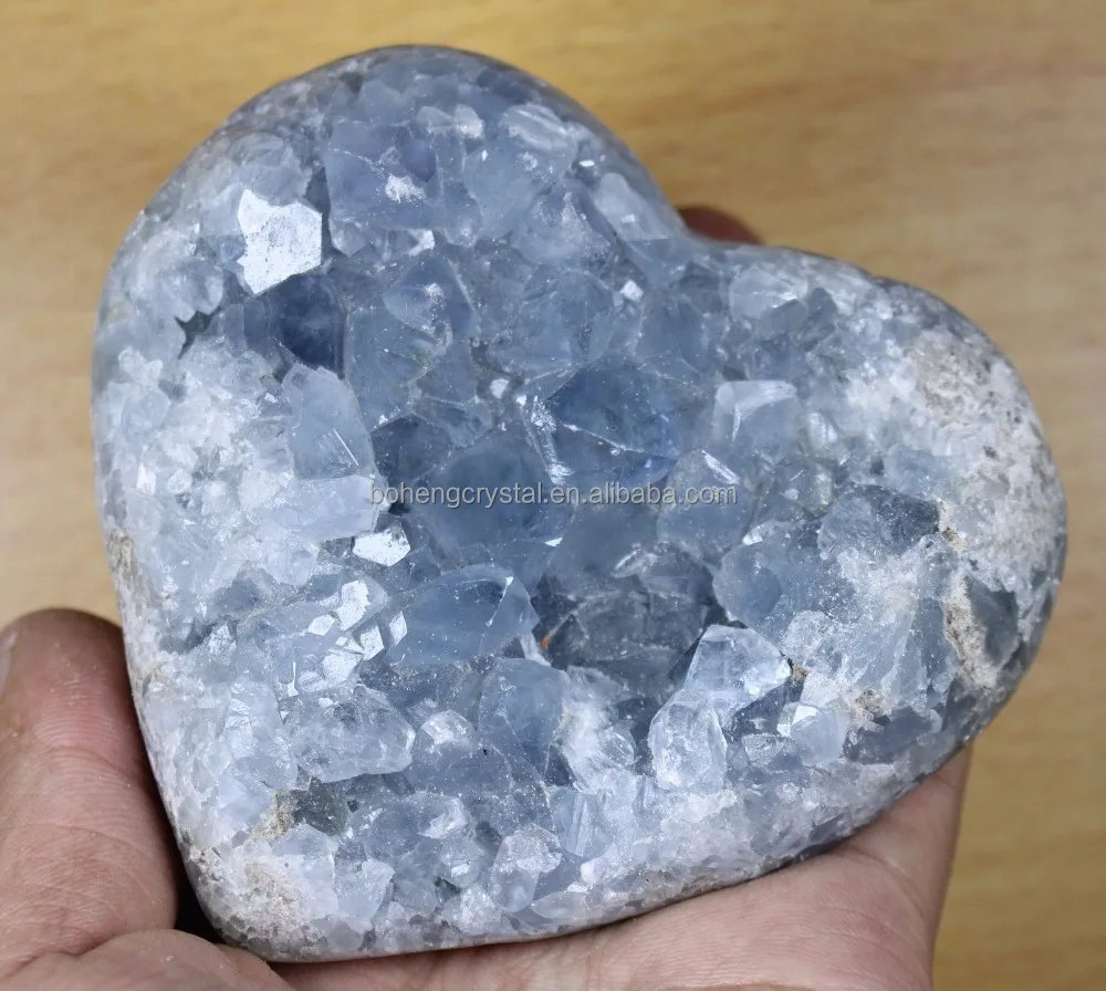卸売 天然 ハート型 ブルーセレスタイト クリスタル ヒーリング 販売中