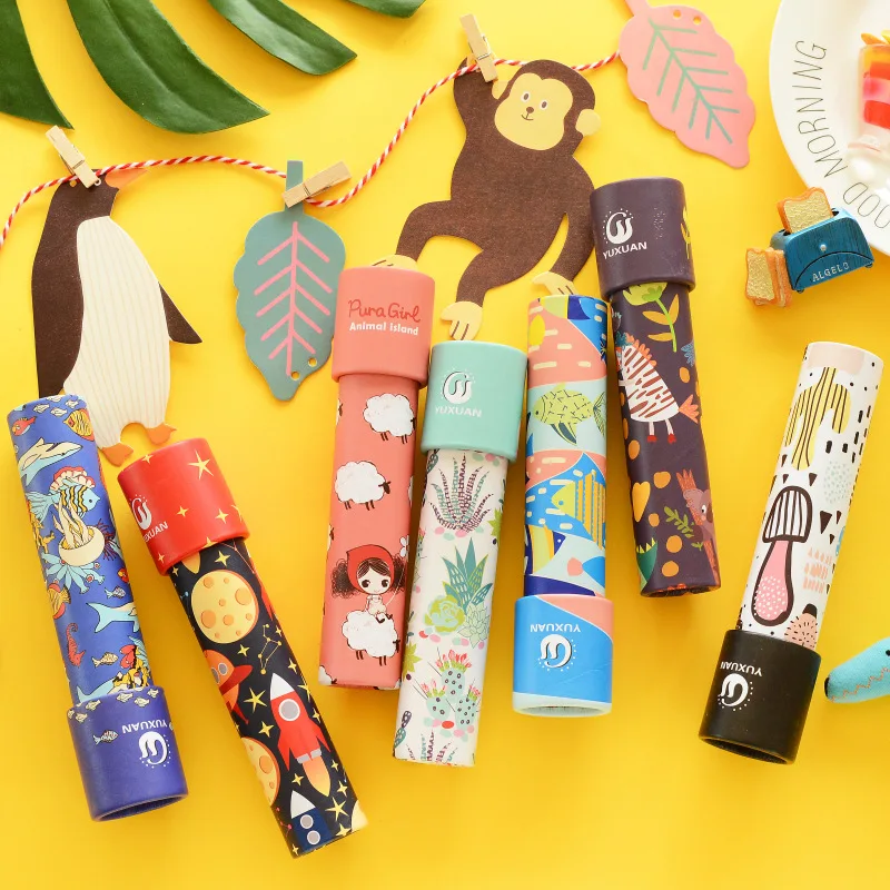 Оригинальный волшебный призматический Забавный детский вращающийся бумажный мультяшный калейдоскоп