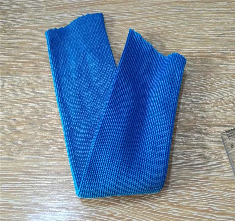100 Polyester Double Knit Seamless Tubular Blue Rib Fabric