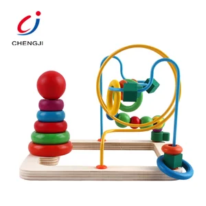 Children Preschool Skill Wooden Intelligence Round Educational Bead Maze Toys