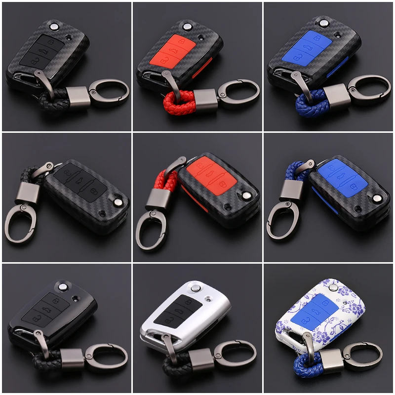 Пластиковый умный чехол для автомобильного ключа с 3 кнопками, двойная защита, силиконовый чехол для автомобильного ключа, индивидуальный чехол для автомобильного ключа для SKODA