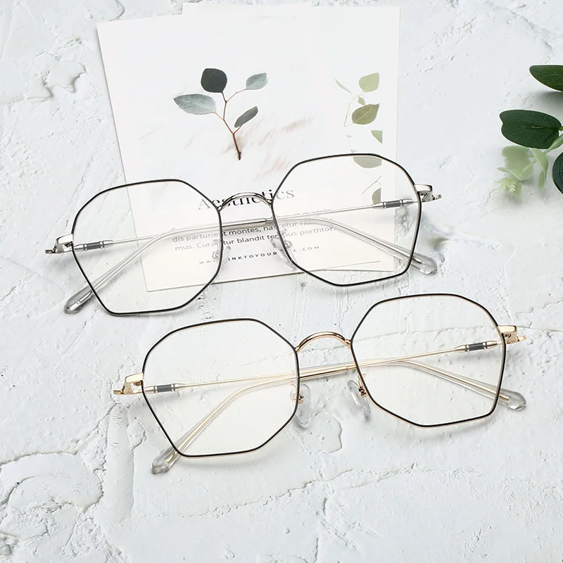 Irregular Alloy Spectacle Eyeglasses Frame Polygon Octagon Optical Frames
