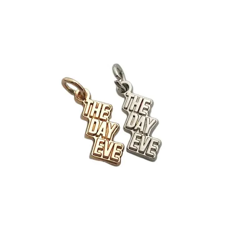 Zinc Alloy Custom Round Shape Gold logo Engraving Letters Charms Jewelry Tags for Bracelet