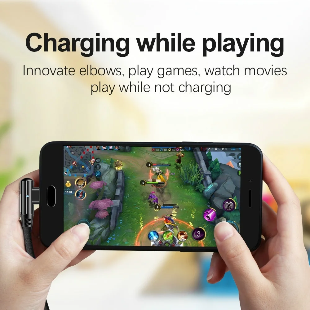 Светодиодный индикатор 90 градусов USB кабель для передачи данных iPhone mirco usb Кабель зарядного устройства L Тип быстрой зарядки и