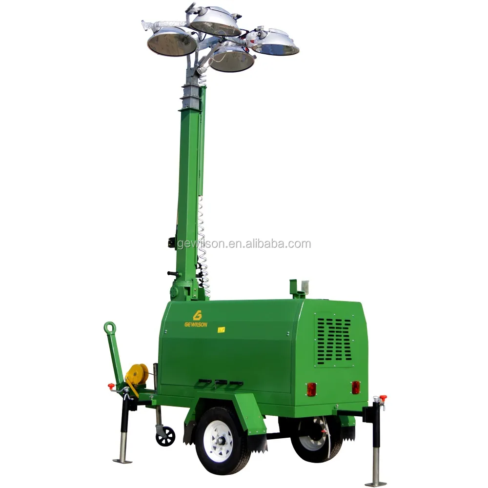 Metal Halide mobile lighting tower with water-cooled diesel generator