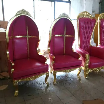 フランスの複製アンティークホワイト布張り鳥かごキャノピーチェア