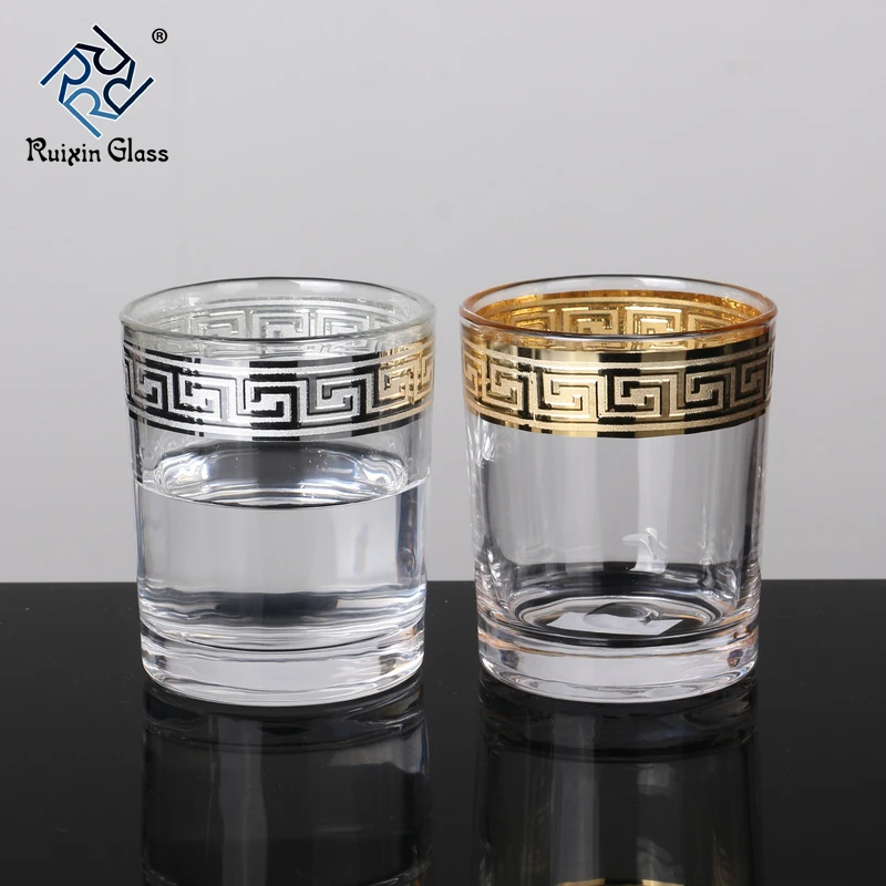 Customized Pattern Silver Gold Rimmed Wine Glass Cups for Drinking Water Whiskey