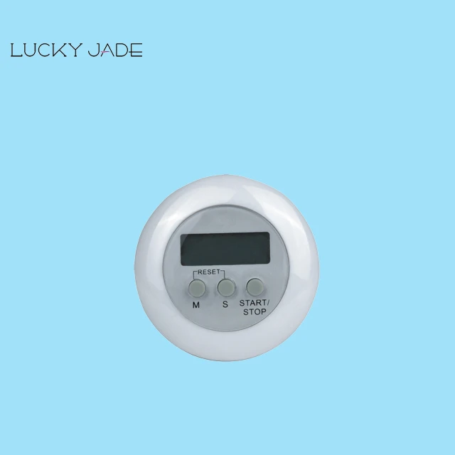 Small Convenient Portable  White Digital  Salon Kitchen Cooking Timer with Loud Speaker and Big Number Screen and Tray at Back