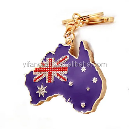 TAZZA & Rotondo portachiavi Set-Mappa BANDIERA AUSTRALIANA AUSTRALIA #21170 