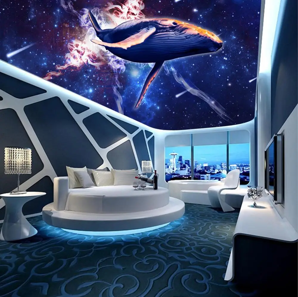 ZHIHAI Stars Planets in the Sky Uv Print 3d Effect Stretch Ceiling