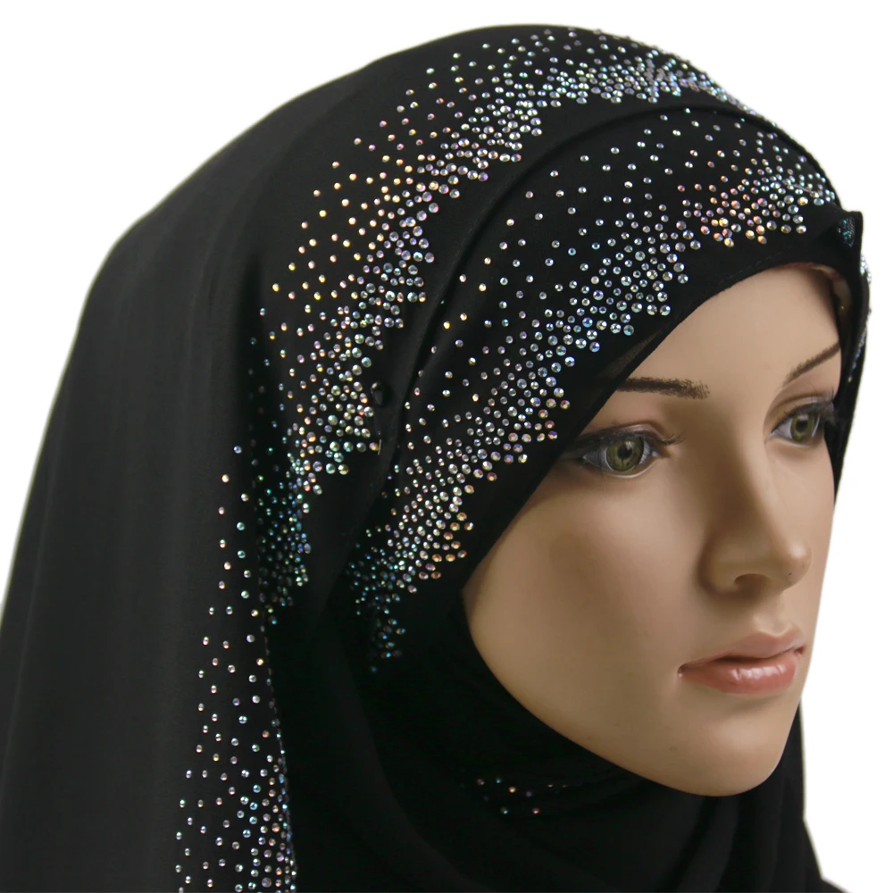 Nice Soft Chiffon Hijab Stone Design Edge Chiffon Hijab