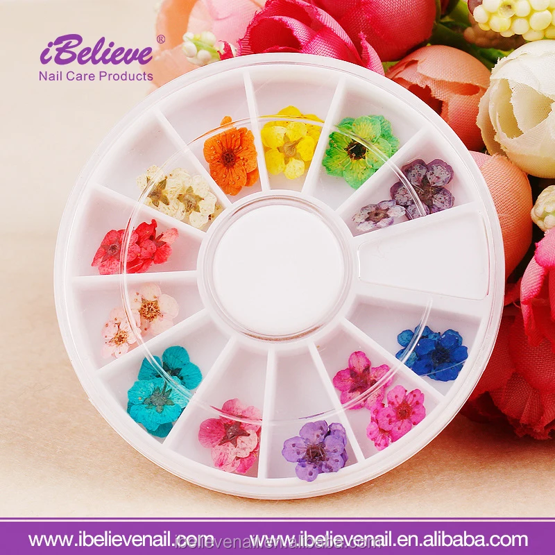 12 видов цветов украшения сухой цветок наклейки для ногтей 3D