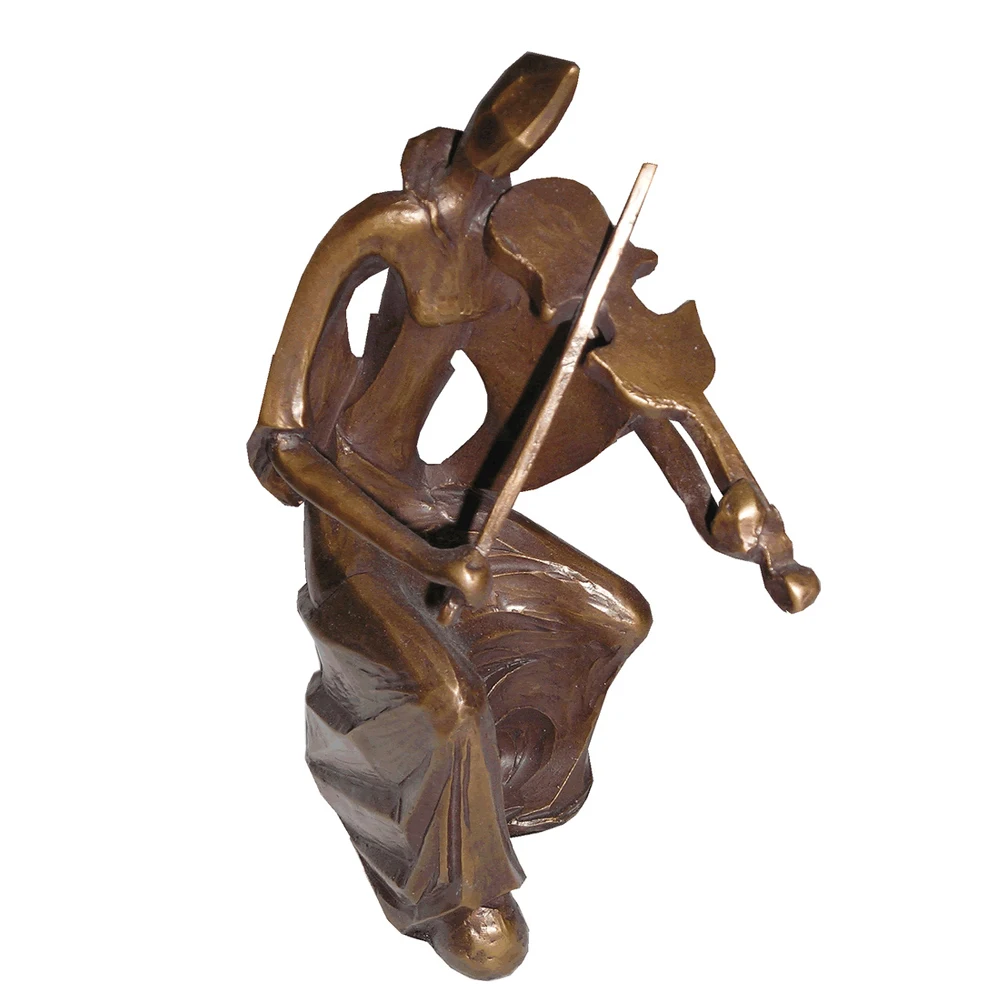 等身大のブロンズミュージシャンの置物チェロ彫刻を演奏する金属の男