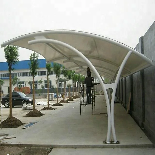 Tensile Membrane Shade Steel Structure Car Parking Shed Roof Design