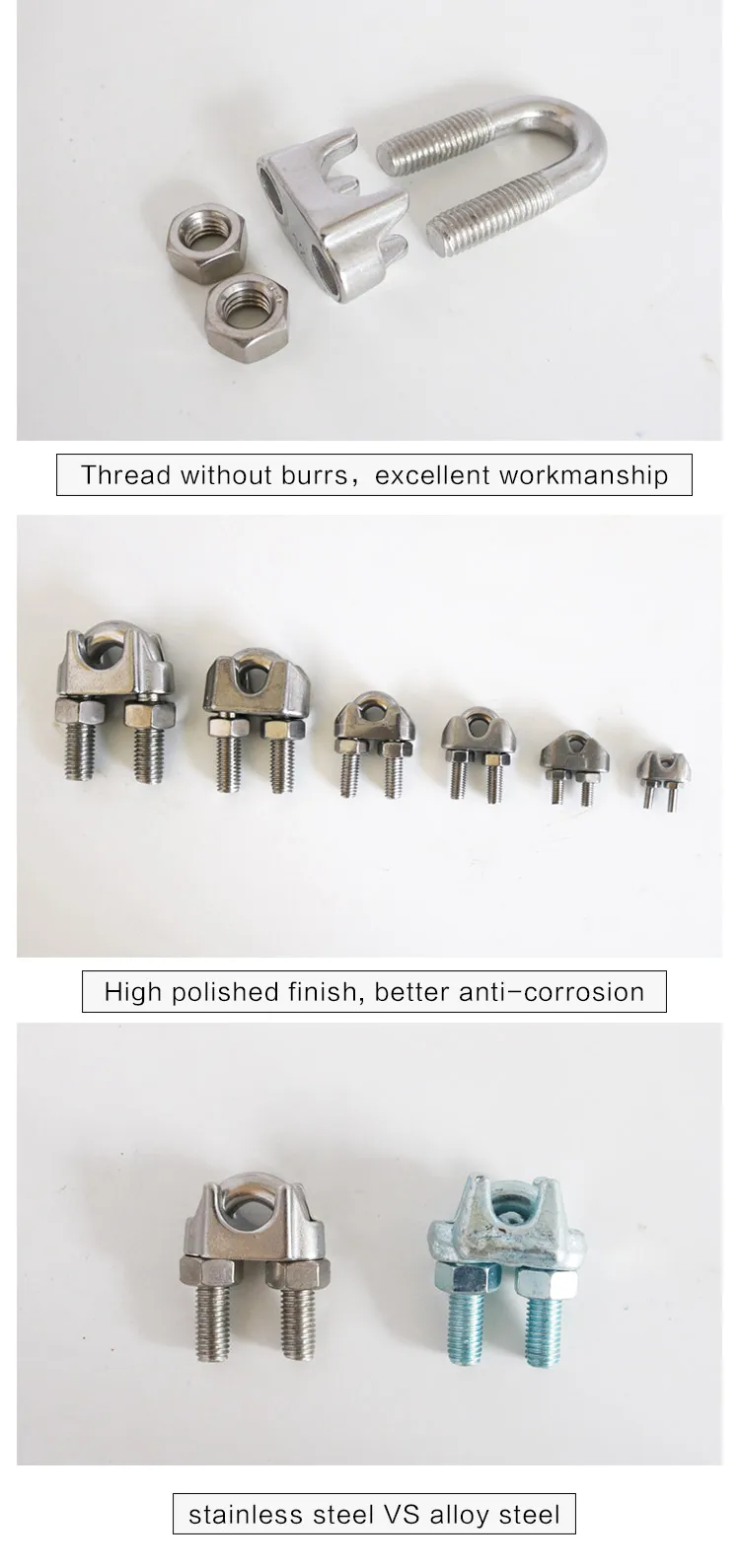 M12 Wire Rope Clamp Stainless Steel Wire Rope Clip U Bolt Saddle ...