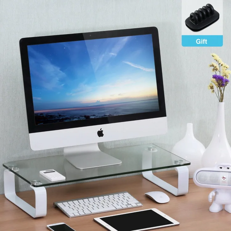 Adjustable Glass Computer Monitor Riser Stand