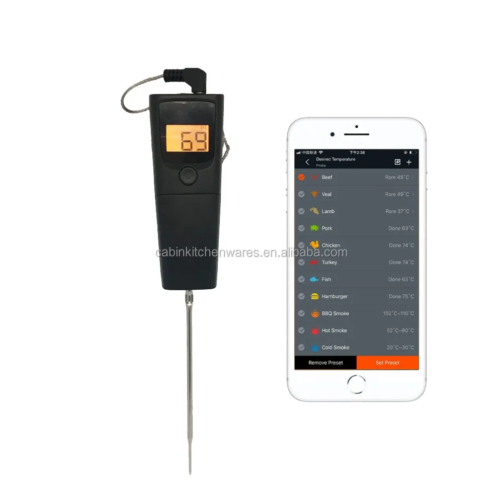 Intelligent Wireless Bluetooth Barbecue Thermometer Mobile APP