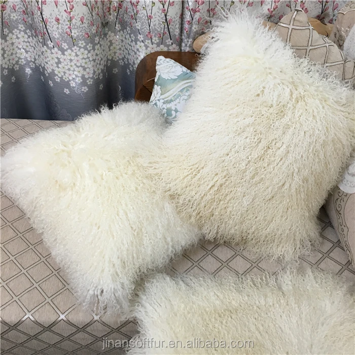 Luxury Mongolian Hairy Fur Pillow With White Color Buy Hairy Fur Pillowmongolian Lamb Pillows 