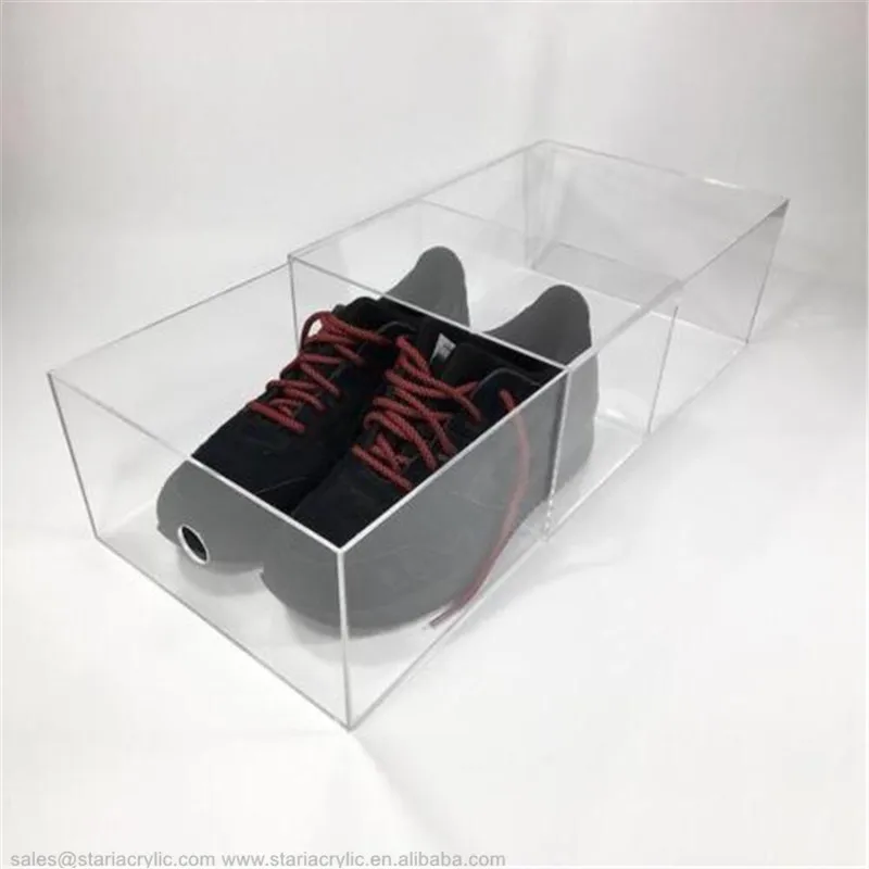 Clear Acrylic Shoe Boxes Drawer With Ventilation Holes Wholesale Custom Sliding Shoes Box Clear