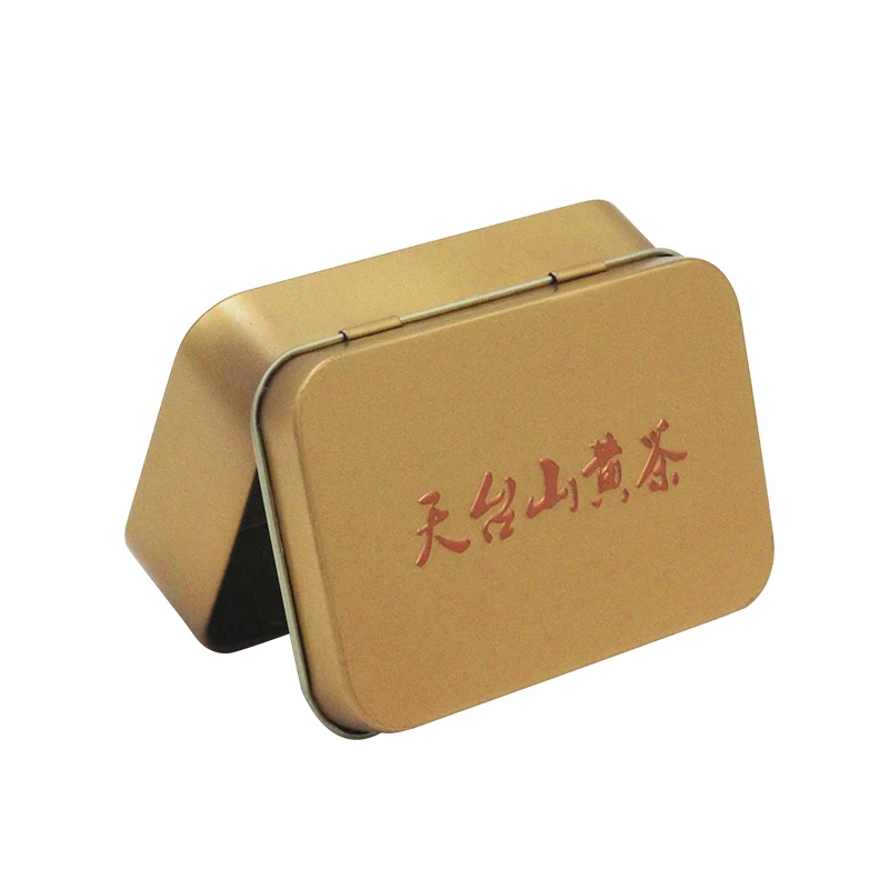 Rectangular Shape Small Hinged Metal Box for Soap and Tea with Embossed logo