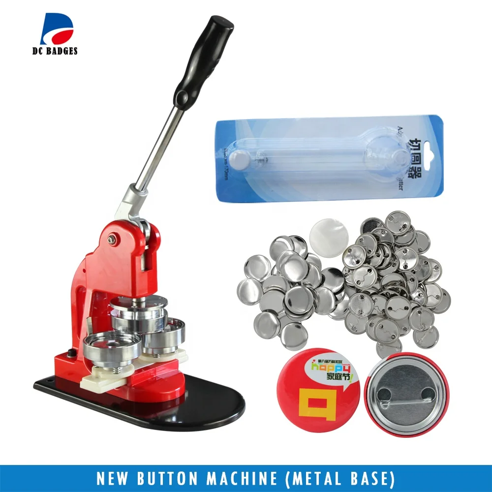32mm Button Maker Kit with 500set Metal Pin Button Material and Paper Cutter