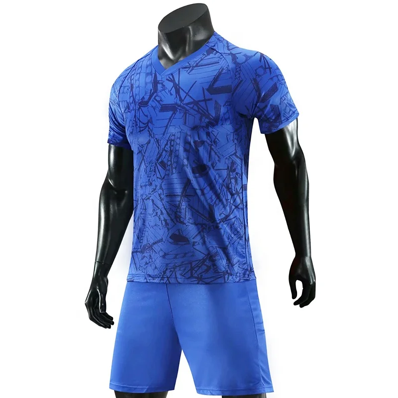 Wholesale Camo blue sublimation football shirts oem service soccer