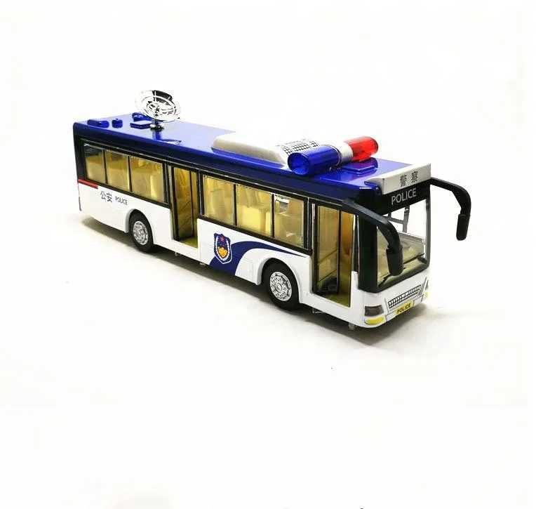 Custom high quality police bus model toy diecast bus model toy for kids Alibaba