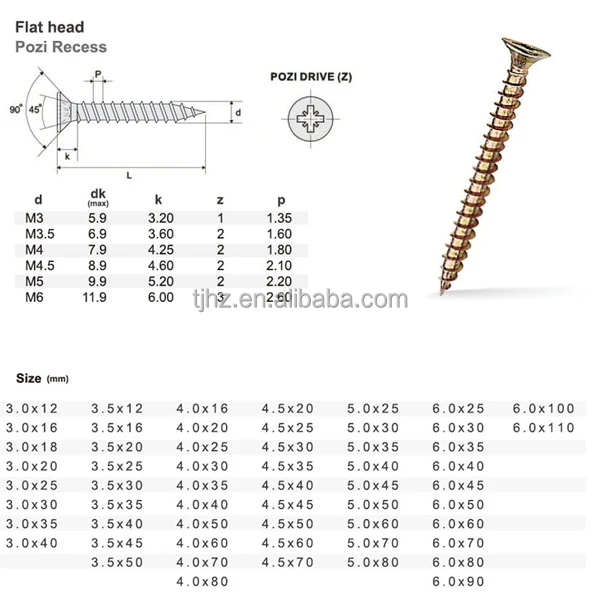 Zinc Plated Pozi Double Flat Head Chipboard Screws Tornillos Tinkur ...