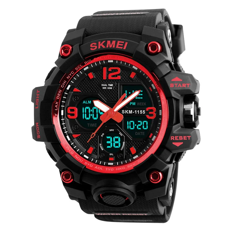Skmei 1155B горячая Распродажа водонепроницаемые аналоговые цифровые часы мужские наручные часы спортивные наручные часы