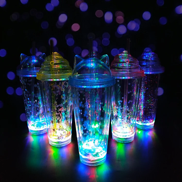 No-Spill Light Up LED Glow Cup with Lid - Multi-Color